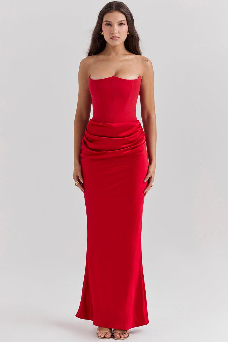 Clara - Ärmellos Strapless Korsett Maxikleid