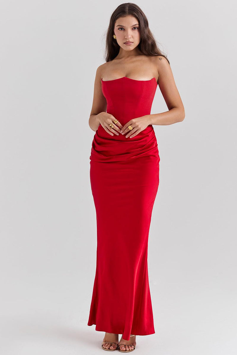 Clara - Ärmellos Strapless Korsett Maxikleid