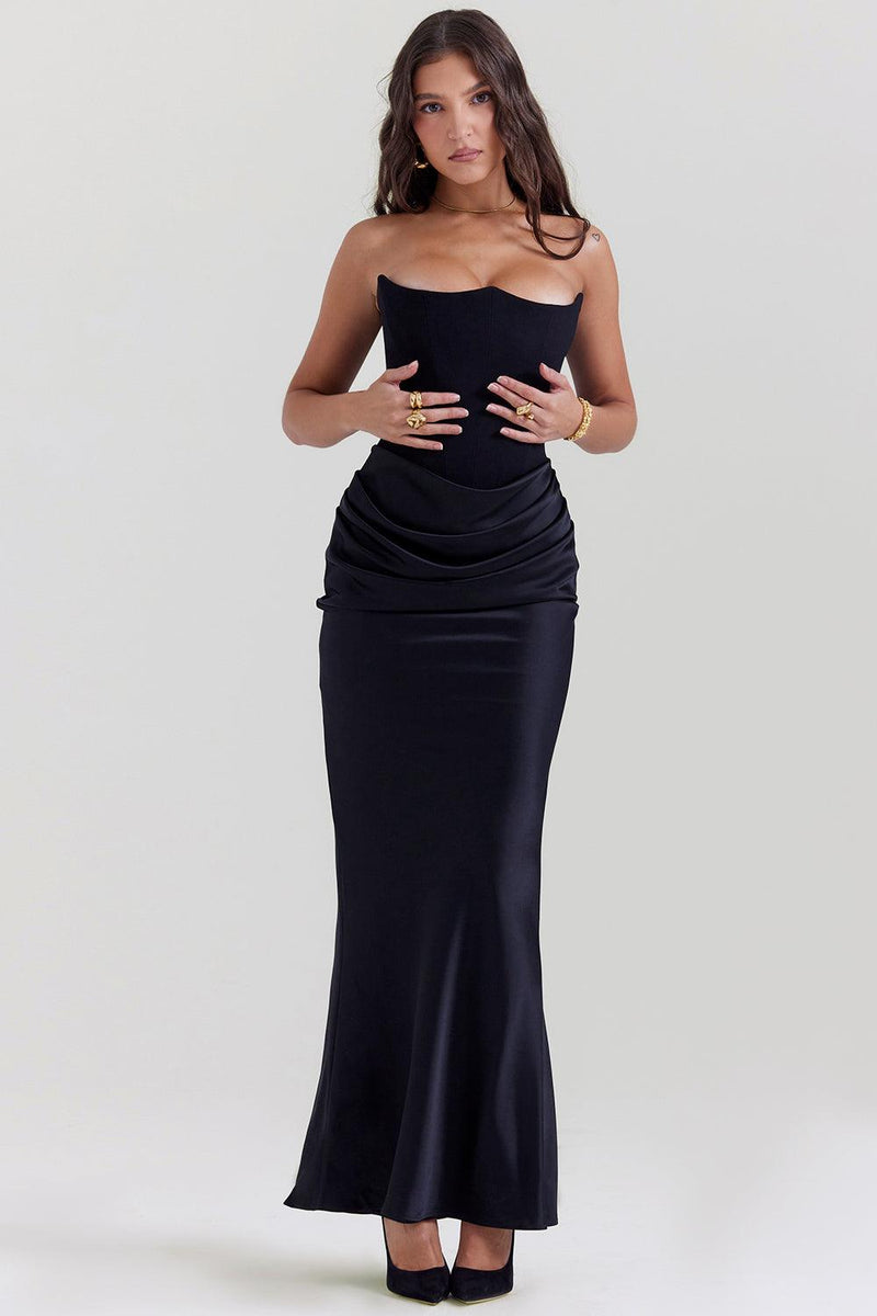Clara - Ärmellos Strapless Korsett Maxikleid