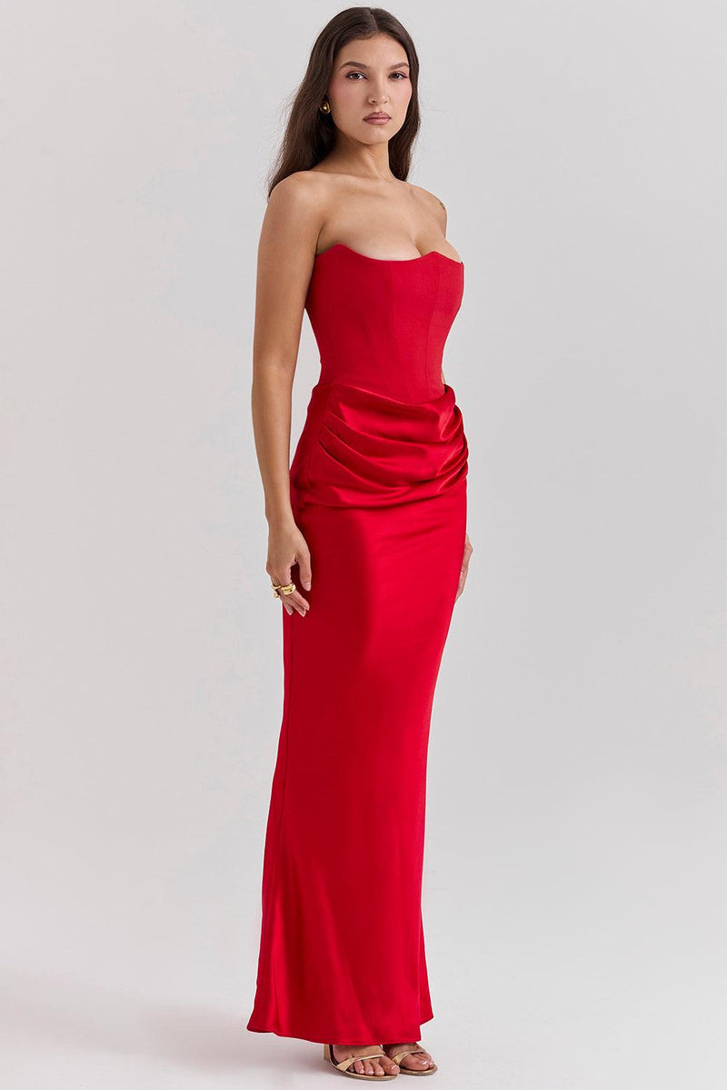 Clara - Ärmellos Strapless Korsett Maxikleid