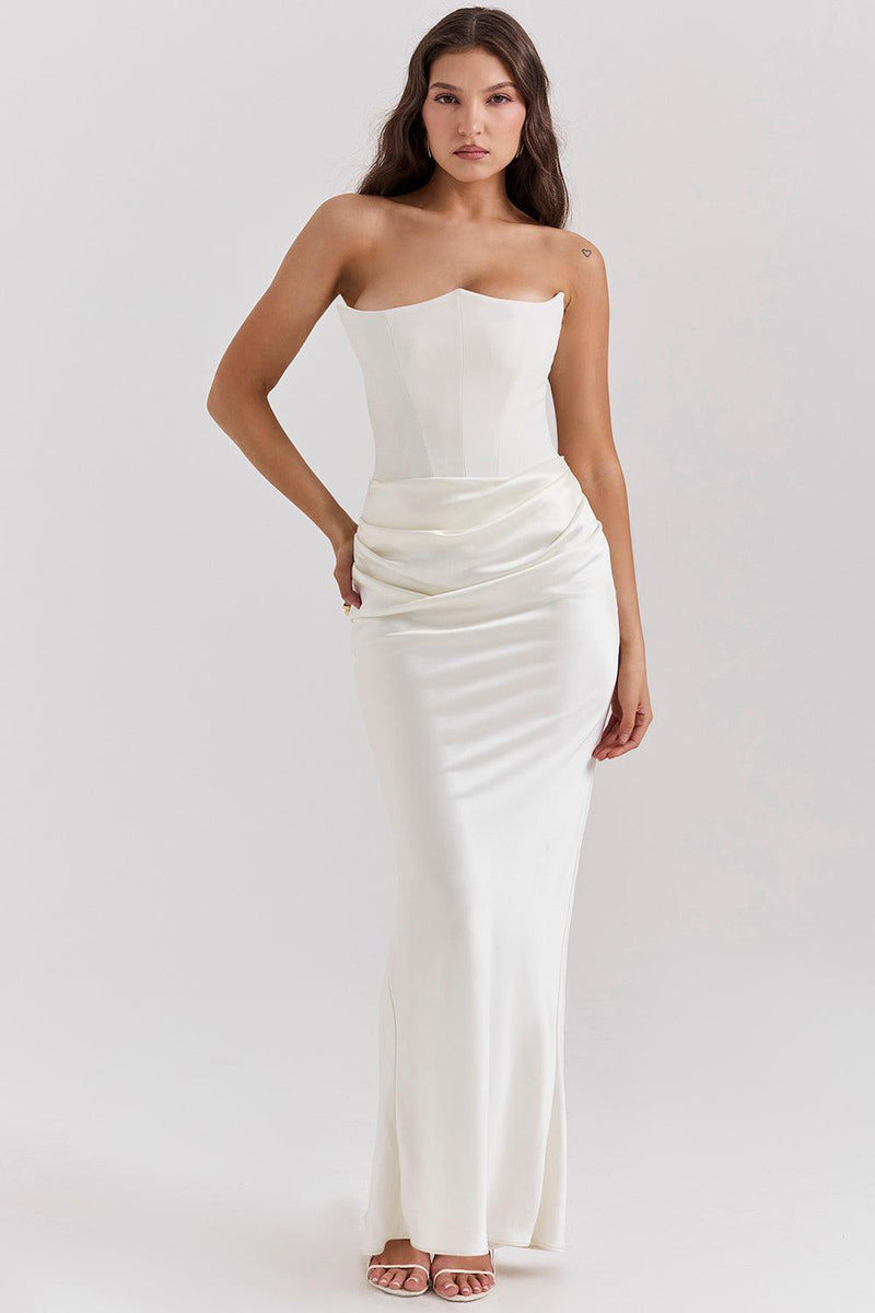 Clara - Ärmellos Strapless Korsett Maxikleid