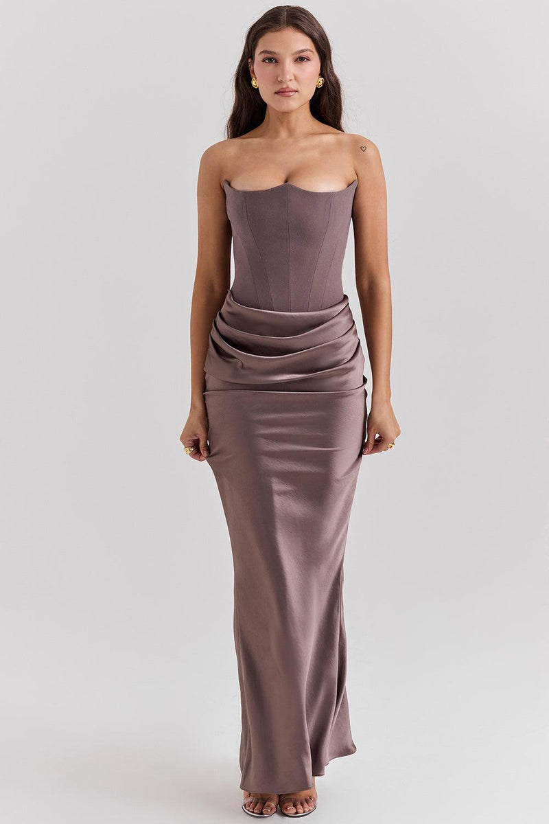 Clara - Ärmellos Strapless Korsett Maxikleid