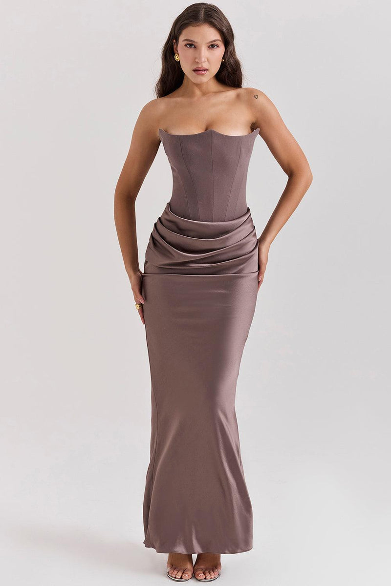 Clara - Ärmellos Strapless Korsett Maxikleid