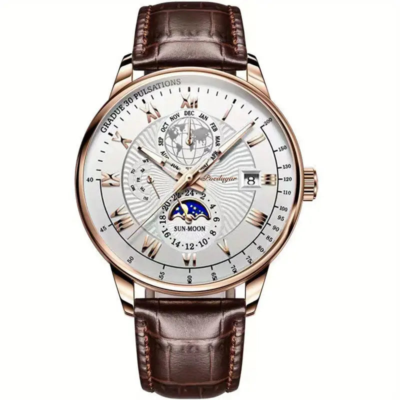 Torsten – Luxuriöse wasserdichte Uhr mit rundem Zifferblatt und strapazierfähigem Armband