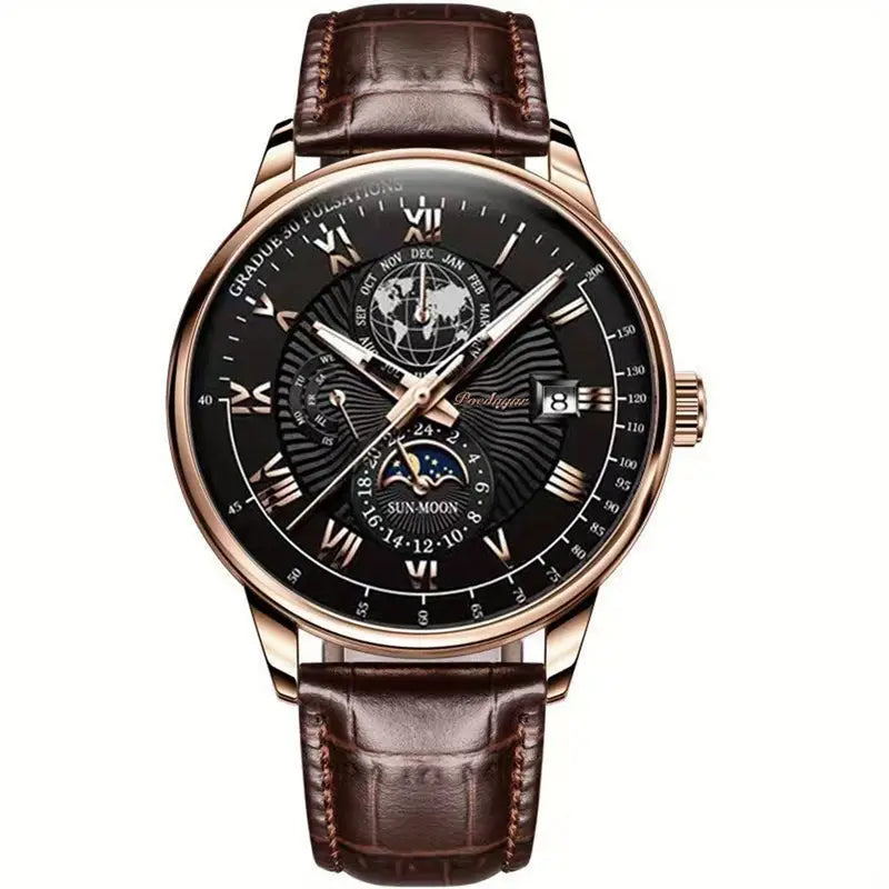 Torsten – Luxuriöse wasserdichte Uhr mit rundem Zifferblatt und strapazierfähigem Armband