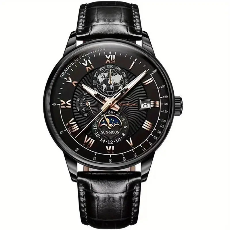 Torsten – Luxuriöse wasserdichte Uhr mit rundem Zifferblatt und strapazierfähigem Armband