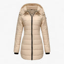 Amara - Langärmelig Reißverschluss Kapuze Down Mantel Mit Taschen