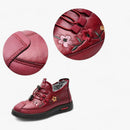 Anna - Warme Rutschfest Blumen Gestickt Pelz Knöchel Schuhe