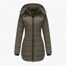 Amara - Langärmelig Reißverschluss Kapuze Down Mantel Mit Taschen