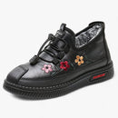 Anna - Warme Rutschfest Blumen Gestickt Pelz Knöchel Schuhe