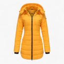 Amara - Langärmelig Reißverschluss Kapuze Down Mantel Mit Taschen