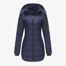 Amara - Langärmelig Reißverschluss Kapuze Down Mantel Mit Taschen