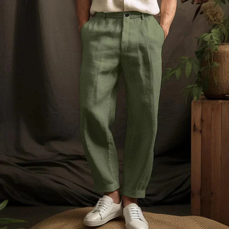 Bruno – Leichte Lockere Passform Hose mit Taschen und Knopf