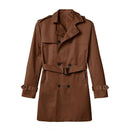 Alaric - Lange Ärmel Zweireihiger Trenchcoat mit Reverskragen und Gürtel