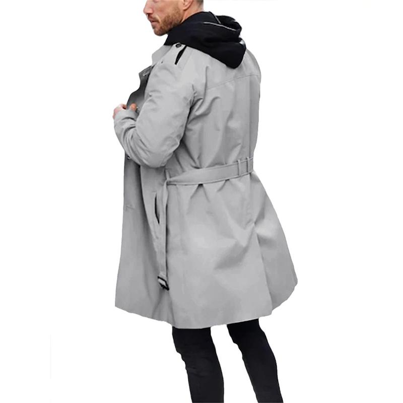 Alaric - Lange Ärmel Zweireihiger Trenchcoat mit Reverskragen und Gürtel