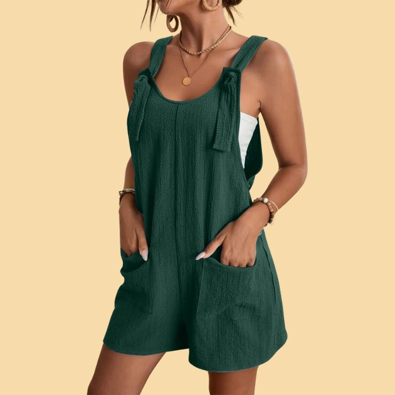 Pauline - Lässiger kurzer Jumpsuit mit Schulterträgern und Taschen