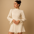 Miriam – Modisches Langarm Minikleid mit Rundhalsausschnitt