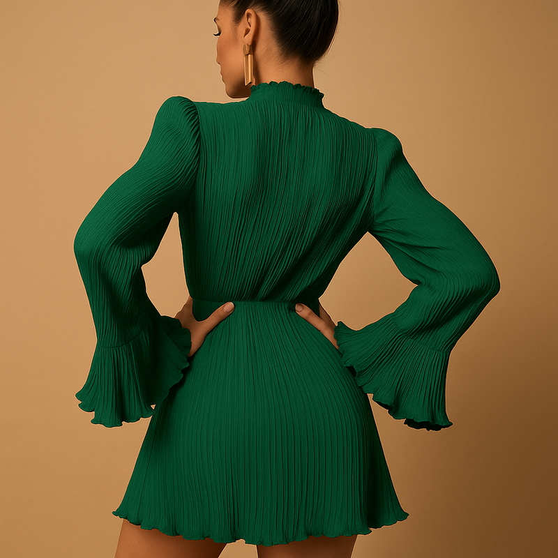 Miriam – Modisches Langarm Minikleid mit Rundhalsausschnitt