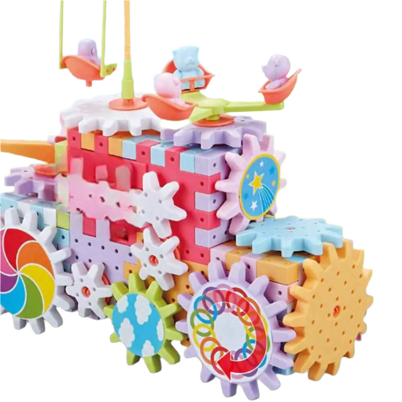 MechBuild – Pädagogisches Zahnrad Block Spielset für Kinder mit Zahnrädern und Bausteinen
