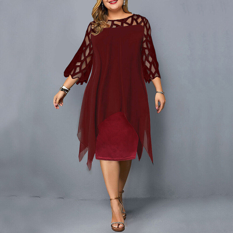 Hannah – Modisches Midikleid mit Rundhalsausschnitt und langen Ärmeln