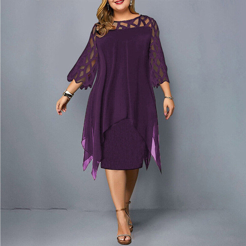 Hannah – Modisches Midikleid mit Rundhalsausschnitt und langen Ärmeln