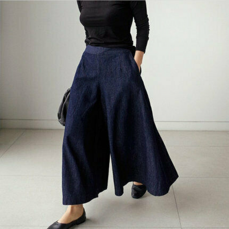 Elke – Stylische Lockere Passform Weites Bein Hose mit Taschen