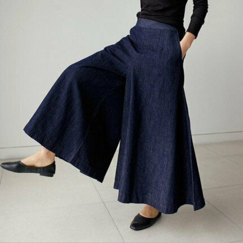 Elke – Stylische Lockere Passform Weites Bein Hose mit Taschen