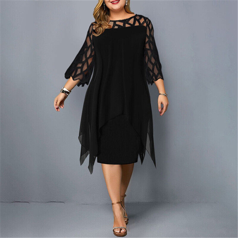 Hannah – Modisches Midikleid mit Rundhalsausschnitt und langen Ärmeln