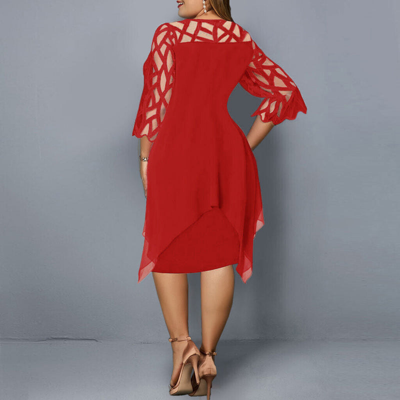 Hannah – Modisches Midikleid mit Rundhalsausschnitt und langen Ärmeln