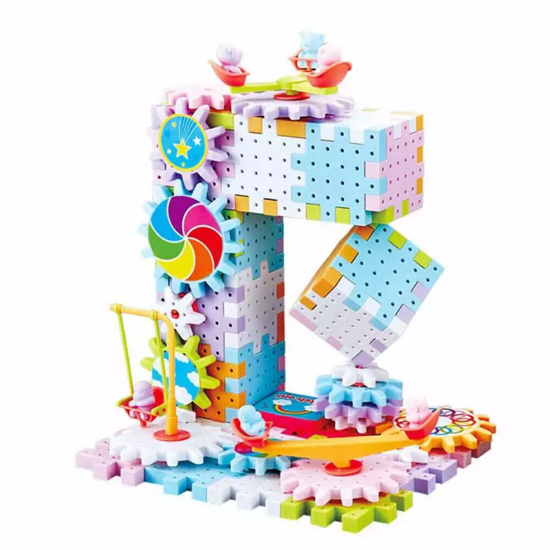 MechBuild – Pädagogisches Zahnrad Block Spielset für Kinder mit Zahnrädern und Bausteinen
