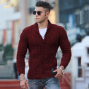 Alaric - Warmer Langarmpullover Schalkragen Pullover Mit Schaltflächen