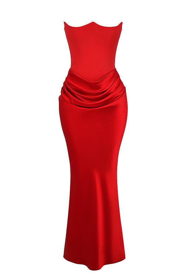 Clara - Ärmellos Strapless Korsett Maxikleid