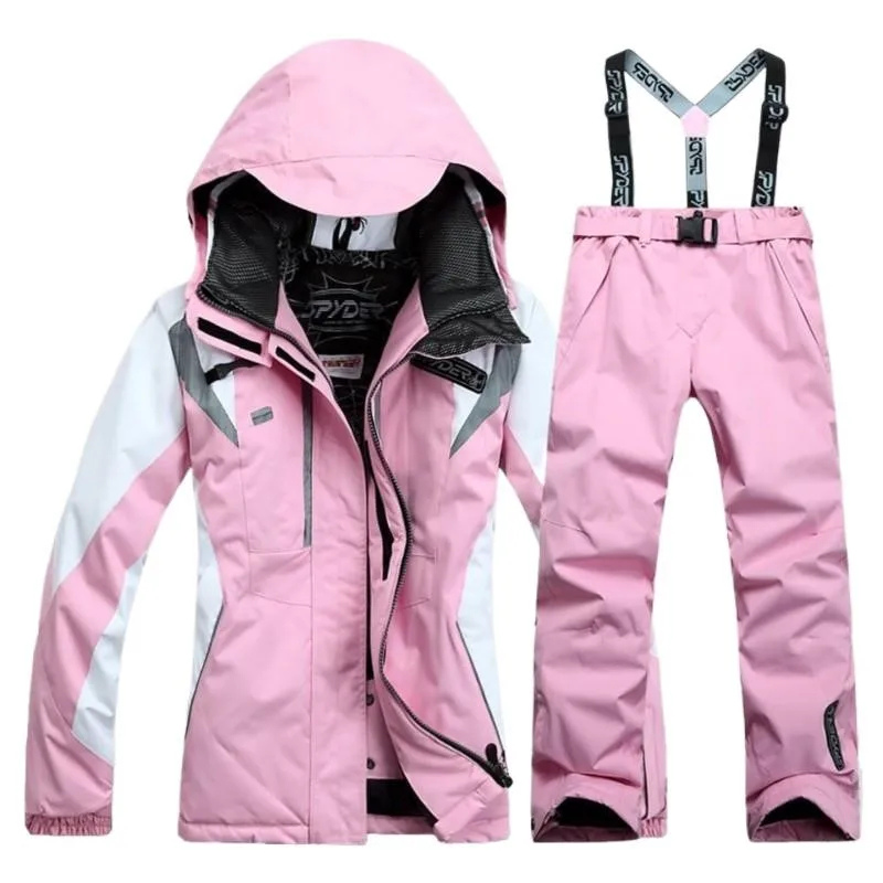 Amina - Winddichter 2 teiliger Skianzug mit Kapuze warmer Jacke und passender Hose