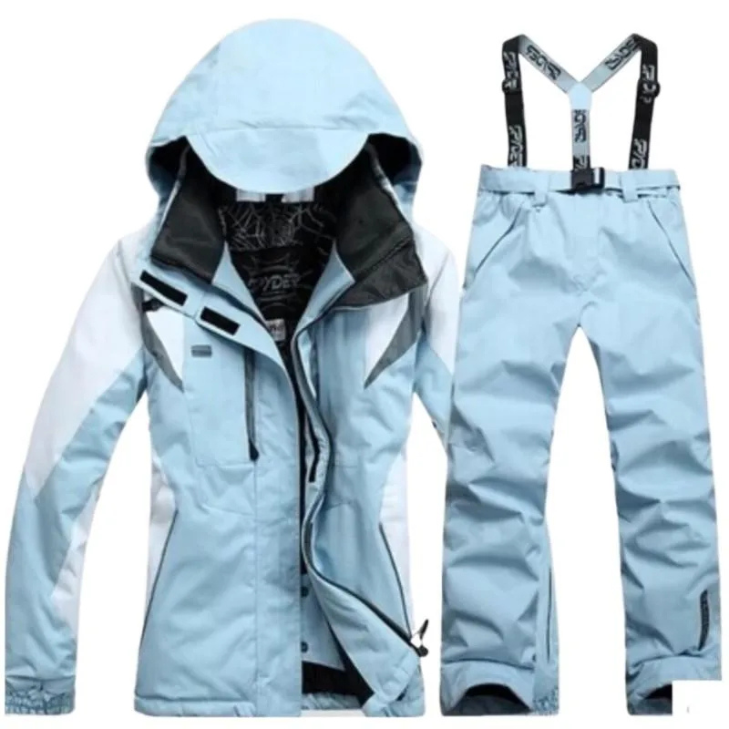 Amina - Winddichter 2 teiliger Skianzug mit Kapuze warmer Jacke und passender Hose