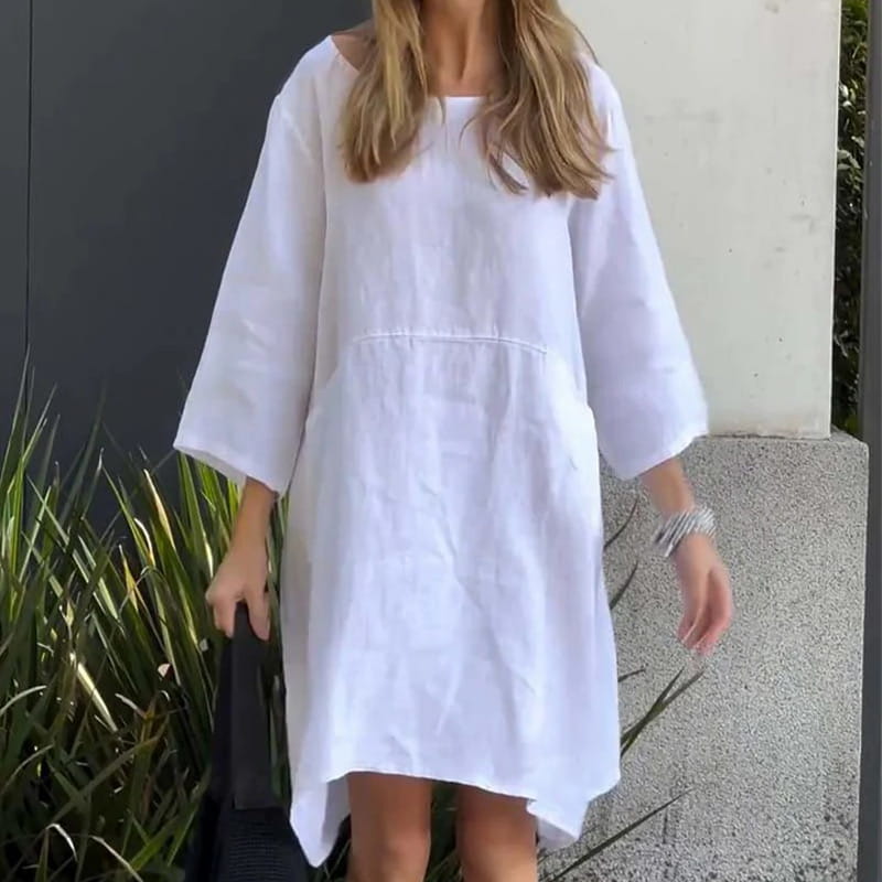 Romy – Locker geschnittenes Minikleid mit langen Ärmeln und Taschendesign
