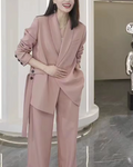 Selina – Modisches Zweiteiler Satz mit Reverskragen Blazer mit und Hose mit weitem Bein