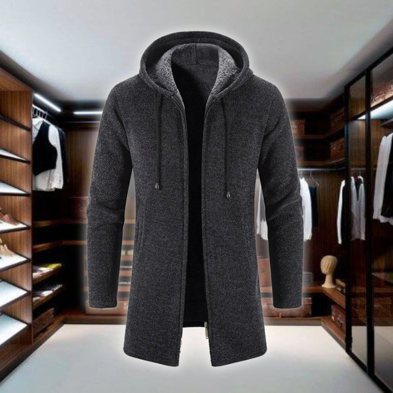 Carl - Langärmeliger Kapuze Mittlere Länge Pullover Mit Reißverschluss