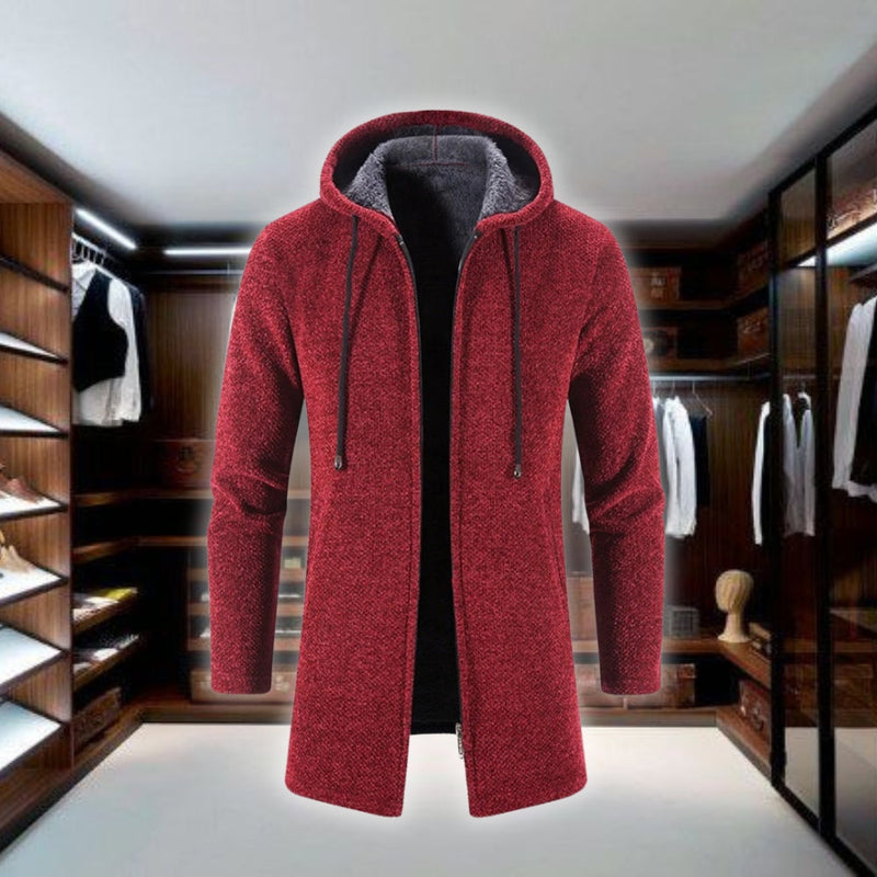 Carl - Langärmeliger Kapuze Mittlere Länge Pullover Mit Reißverschluss