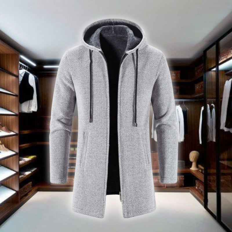 Carl - Langärmeliger Kapuze Mittlere Länge Pullover Mit Reißverschluss