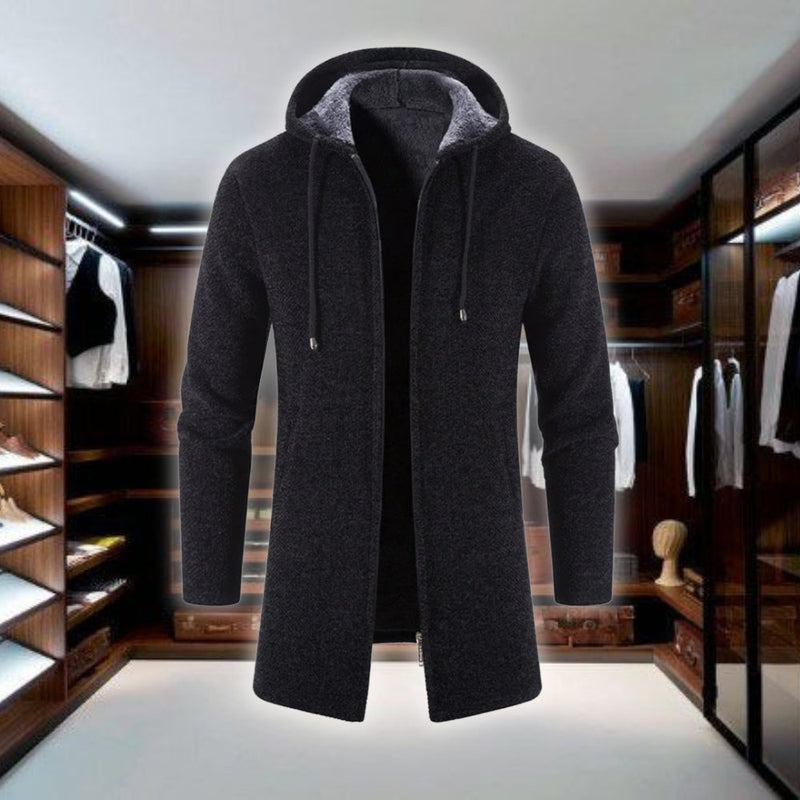 Carl - Langärmeliger Kapuze Mittlere Länge Pullover Mit Reißverschluss