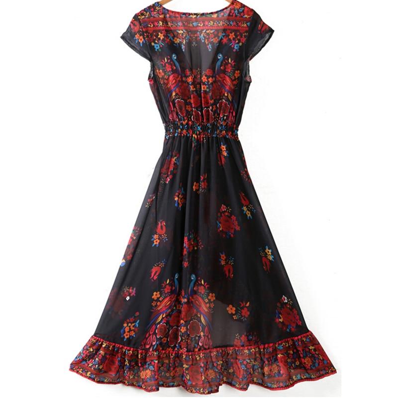 Alina  – Fließendes Maxikleid mit Rüschensaum und Flügelärmeln