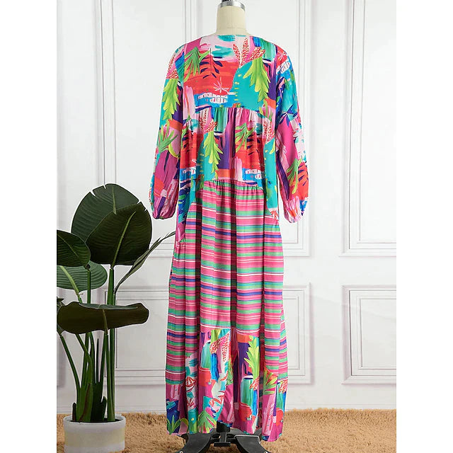 Yasmin – Langärmliges figurbetontes Kleid mit geometrischem Muster und flüssiger Passform
