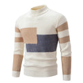 Leon - Langärmelig Rundhalsausschnitt Block Muster Strickpullover