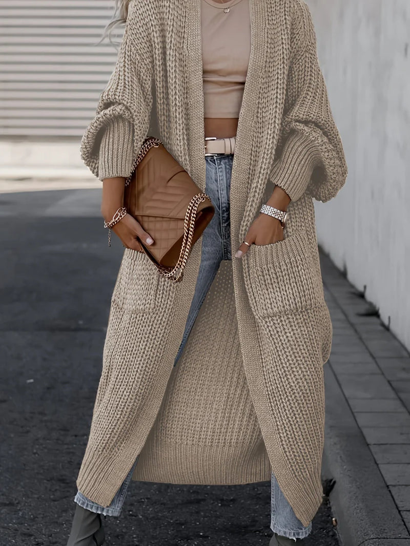 Alina - Bequeme Ärmel Eingedickt Lange Strickjacke mit Taschen