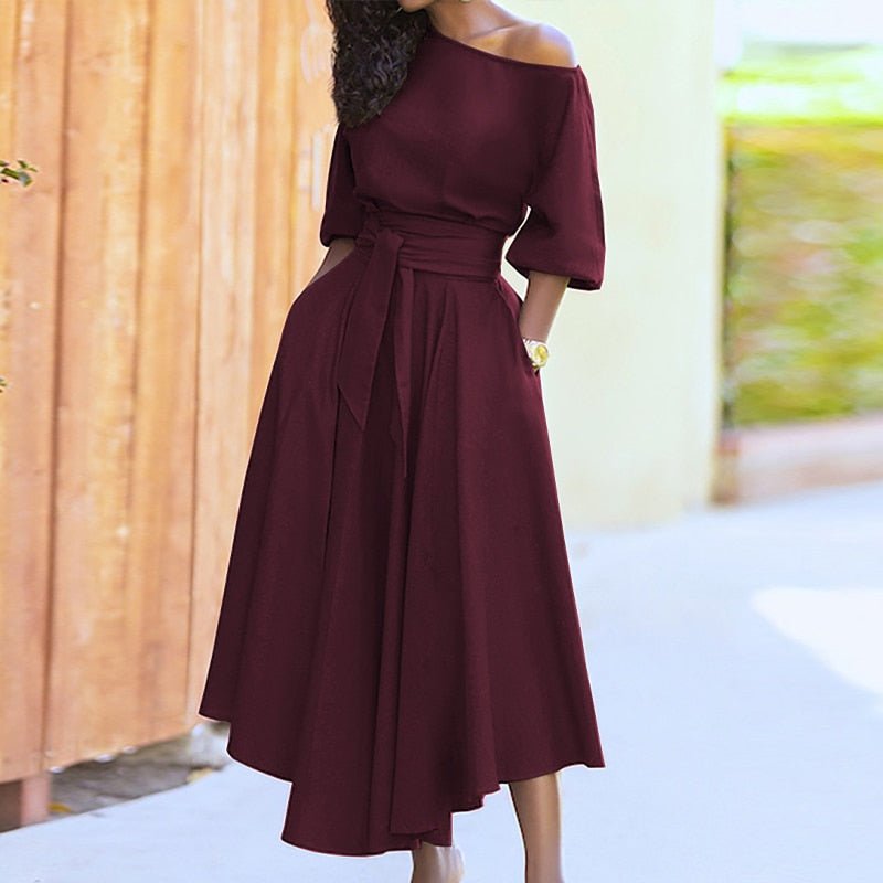 Wanda - Maxikleid mit Gurttasche und schulterfreiem Gestaltung