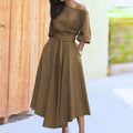 Wanda - Maxikleid mit Gurttasche und schulterfreiem Gestaltung