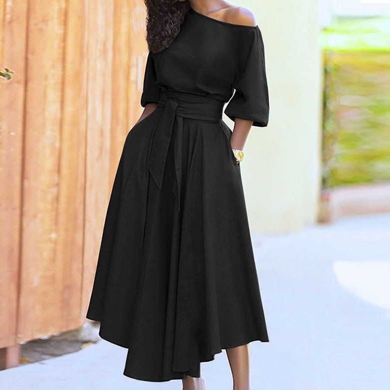 Wanda - Maxikleid mit Gurttasche und schulterfreiem Gestaltung
