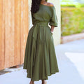 Wanda - Maxikleid mit Gurttasche und schulterfreiem Gestaltung