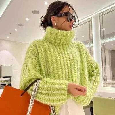 Emilia - Warmer Langärmelig Rollkragen Flauschig Gestrickt Pullover