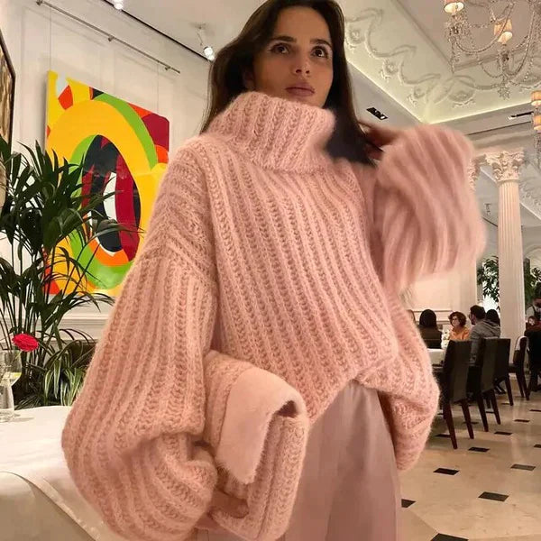 Emilia - Warmer Langärmelig Rollkragen Flauschig Gestrickt Pullover